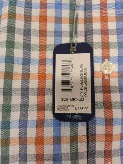 New Johnnie-O Performance Rayon Blend Check Shirt Mens Medium RRP 138 Euro