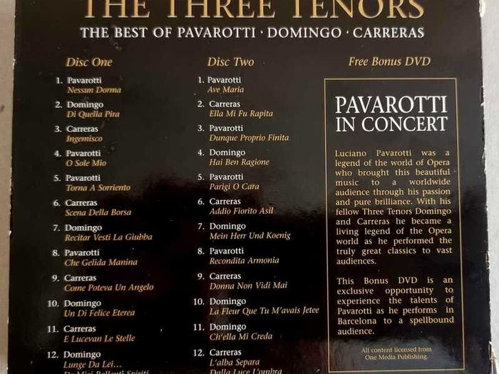3 CD Set (2 CD+1 DVD) Best Of The Three Tenors CD (2008), VG condition.