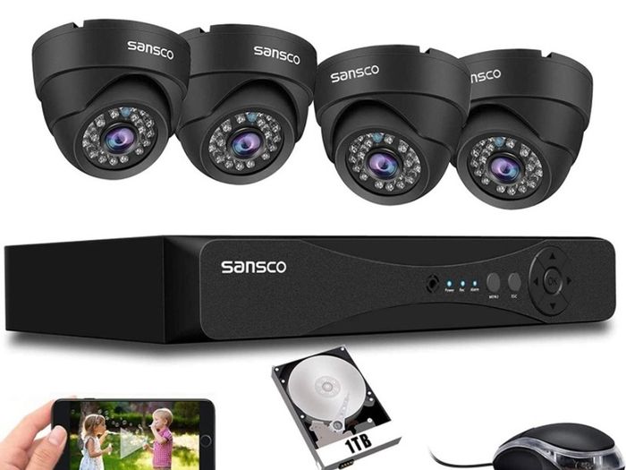 HD CCTV Security Camera System, 4 Channel 5MP DVR with (4) 2MP In/Outdoor Dome Surveillance Cameras and 1TB Hard Drive 1920x1080P, All Metal and Vandal-Proof Housing, Continuous/Motion Recording, Rapid USB Backup, Easy Mobile Viewing, Instant Push Notific