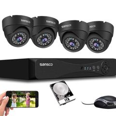HD CCTV Security Camera System, 4 Channel 5MP DVR with (4) 2MP In/Outdoor Dome Surveillance Cameras and 1TB Hard Drive 1920x1080P, All Metal and Vandal-Proof Housing, Continuous/Motion Recording, Rapid USB Backup, Easy Mobile Viewing, Instant Push Notific