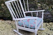 Mid-century painted spindle back rocking chair