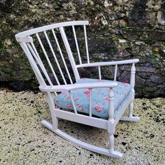 Mid-century painted spindle back rocking chair