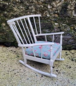 Mid-century painted spindle back rocking chair