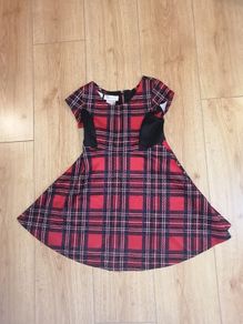 Bonnie Jean Vintage Girls Red Black Plaid Maxi Dress (5y)