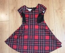 Bonnie Jean Vintage Girls Red Black Plaid Maxi Dress (5y)