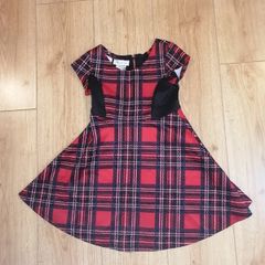 Bonnie Jean Vintage Girls Red Black Plaid Maxi Dress (5y)