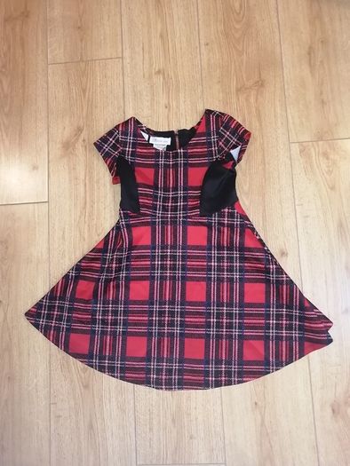 Bonnie Jean Vintage Girls Red Black Plaid Maxi Dress (5y)