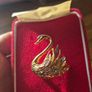 Vintage Gold Plated Glass Diamonds Swan Brooch Image 4