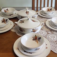 Vintage Bone China Dinner Set Pheasants