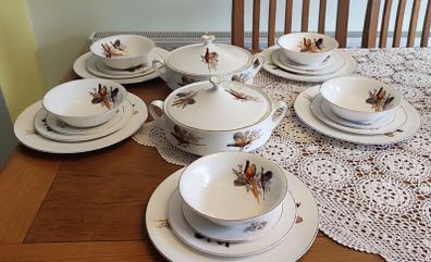 Vintage Bone China Dinner Set Pheasants