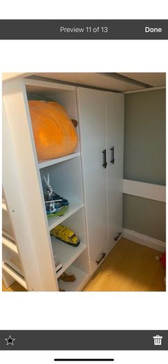 Smastad loft bed, wardrobe, drawers and desk