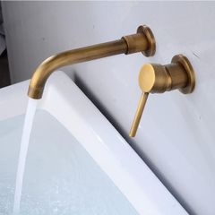 Bathroom Tap, 360 Wall Mounting, Swivelling Single Lever Mixer Tap, Rotatable Basin, Flush-Mounted Washbasin Tap