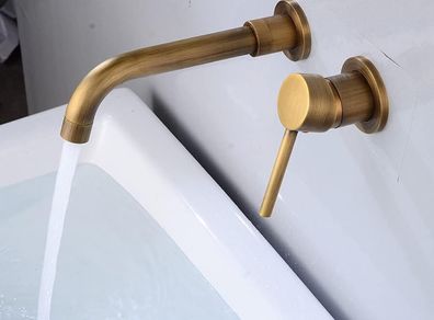 Bathroom Tap, 360 Wall Mounting, Swivelling Single Lever Mixer Tap, Rotatable Basin, Flush-Mounted Washbasin Tap