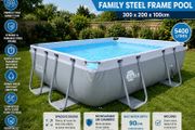 Family Steel Frame Swimming Pool 300 x 200 x 100 cm  Rectangular Garden Pool