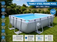 main image for ad Family Steel Frame Swimming Pool 300 x 200 x 100 cm  Rectangular Garden Pool