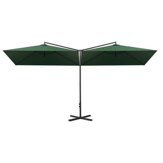 Double Parasol with Steel Pole Green 600x300 cm