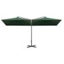Double Parasol with Steel Pole Green 600x300 cm Image 4