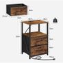 Bedside Table with Charging Station, Side Table with 2 USB Ports and Outlets, Nightstand with Cloth Drawer Image 4
