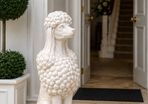 Large White Poodle Garden Statue  Elegant Country House Dog Sculpture for Garden, Patio & Entrance