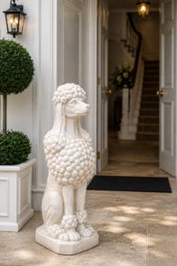 Large White Poodle Garden Statue  Elegant Country House Dog Sculpture for Garden, Patio & Entrance