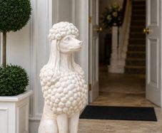 Large White Poodle Garden Statue  Elegant Country House Dog Sculpture for Garden, Patio & Entrance
