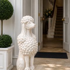 Large White Poodle Garden Statue  Elegant Country House Dog Sculpture for Garden, Patio & Entrance
