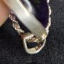 Vintage Sterling Silver Amethyst Cabochon Pendant Rope Chain Necklace 925 Italy Image 3
