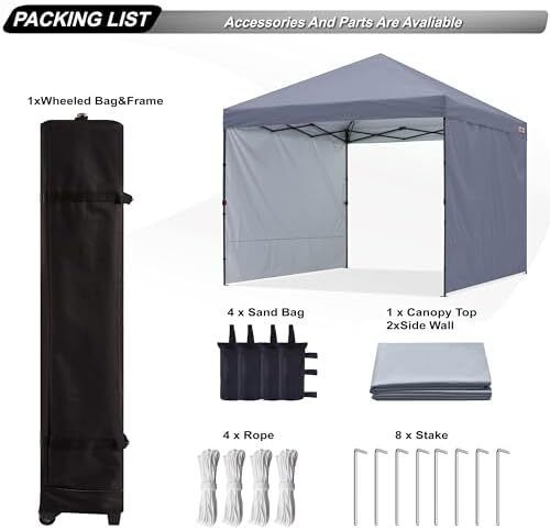 3x3M Pop up Gazebo With Two Side Panels Upgraded Roller Bag, 4 Weight Bags, Stakes and Ropes (Grey)
