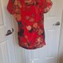 Gallery Red Floral Chiffon Blouse UK 12 Boho Occasion Floaty Top EU40 Image 5