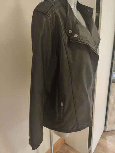 Janina black biker faux leather jacket size UK20 EU48 Postage included