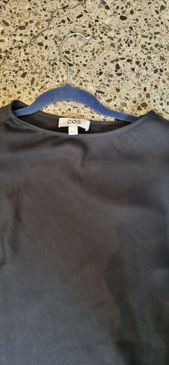 COS black satin bias cut dress