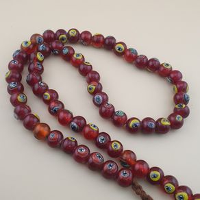 Vintage African Style Beautiful Eyes Glass Beads Strand 22 inches