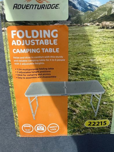 folding adjustable camping table