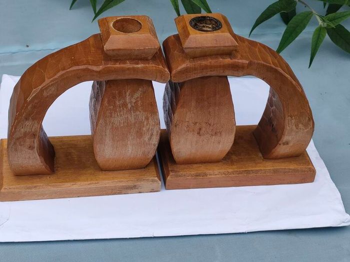 Vintage Hand carved Norwegian candlesticks