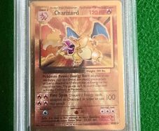 Pokemon Charizard Gold Metal Graded Card