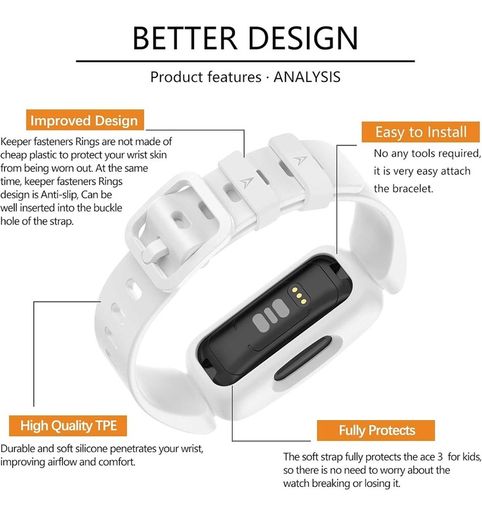 Straps Compatible with Fitbit Ace 3 for Kids, Soft Silicone Waterproof Bracelet Accessories Sports Watch Strap Replacement for Fitbit Inspire 2/Ace 3