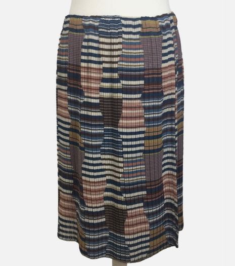 Zara Ladies Multi Brown Orange Green Pleated Chiffon Side Wrap Skirt M Uk 12 Including Postage