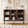 Sideboard Buffet Cabinet Storage with Sliding Door Cupboard, Walnut Image 3