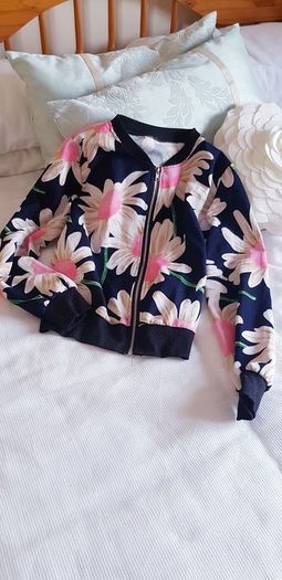 Light Flower Print Bomber - Size 8-10