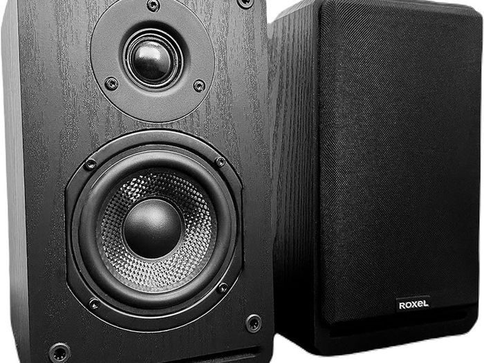 Bookshelf Speaker, Black Wood Effect Cabinet with 4 inch Enhanced Carbon Fibre Woofer, 1 Inch Silk Dome Tweeter, Detailed and Refined Sound150W RMS