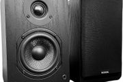 Bookshelf Speaker, Black Wood Effect Cabinet with 4 inch Enhanced Carbon Fibre Woofer, 1 Inch Silk Dome Tweeter, Detailed and Refined Sound150W RMS