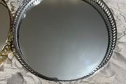 Brand New Beautiful Gold And Silver Mirror Round Tray
