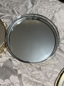 Brand New Beautiful Gold And Silver Mirror Round Tray