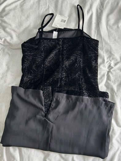 BNWT Liz Claiborne Collection Black Velvet Burnout Cami Dress UK 14
