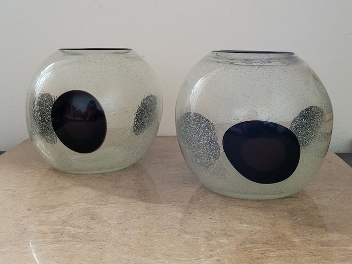 Vintage aventurine art glass vases