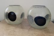Vintage aventurine art glass vases