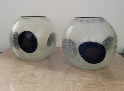 Vintage aventurine art glass vases