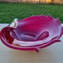 Murano Glass Red and Zebra Striped Conch Shell Bowl Image 4