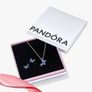Pandora Silver Butterfly Necklace & Matching Butterfly Earrings Brand New Image 3