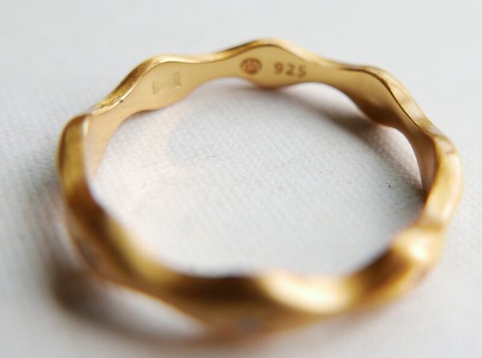 Vintage Sterling Silver 925 - 18KT Gold Plated Laura CZ Ring 2,67g size S